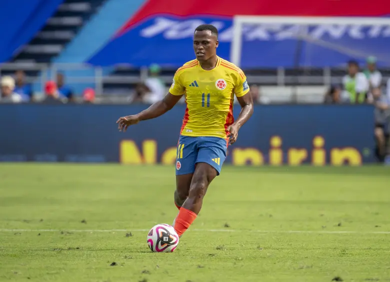 Jhon Arias en la Copa Mundo 2026 Eliminatoria, partido de fútbol Selección Colombia vs Selección Argentina, en el estadio Metropolitano, Roberto Melendez (Barranquilla). Foto: Juan Antonio Sánchez Ocampo.