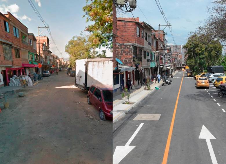 Pavimentación en el barrio La Santa Cruz. Fotos: Cortesía