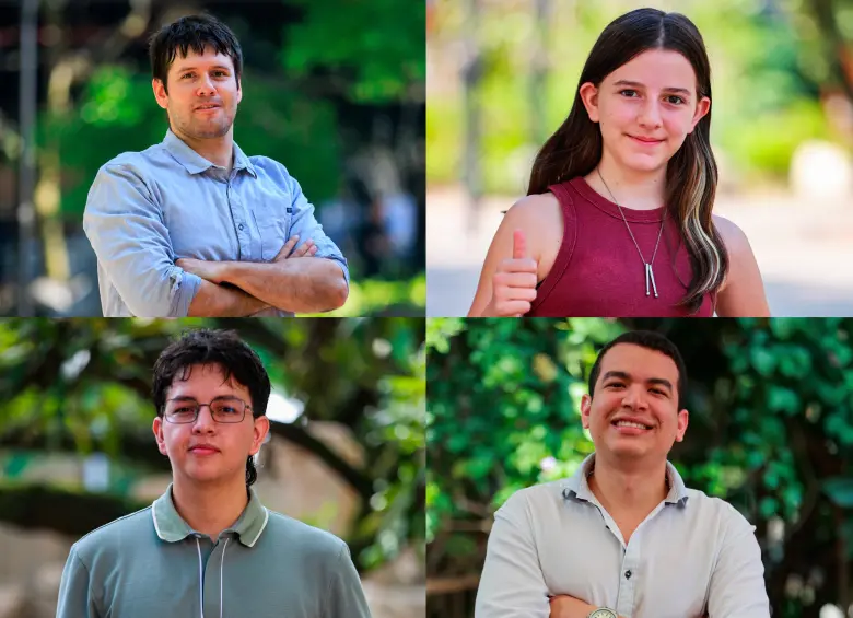 Santiago, Violeta, Juan Nicolás y José Jorge son los cracks que están transformando su entorno con la inteligencia artificial. FOTOS El Colombiano