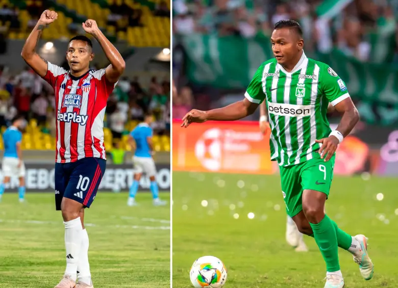 El atacante del Junior de Barranquilla, Luis Fernando Muriel y el delantero de Atlético Nacional, Alfredo Morelos son los goleadores de sus equipos en el Apertura. Fotos: Colprensa y Juan Antonio Sánchez
