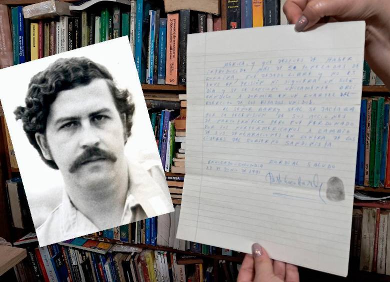 La carta de Pablo Escobar fue encontrada en 2017 en La Anticuaria, pero salió a la luz pública en 2026. FOTO: NELSON MATTA COLORADO.