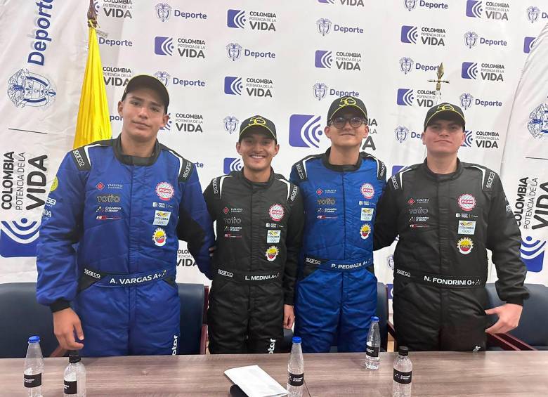  Juan Felipe Pedraza, Lucas Medina, Niko Fondrini Y Marco Andrés Vargas son los piotos que conformarán el Team Colombia a Motor. FOTO CORTESÍA
