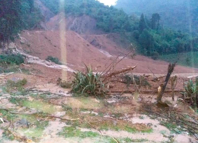 El movimiento en masa que causó la emergencia se presentó en la vereda Laureles. FOTO: Cortesía Dagran.