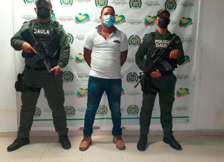 A Luis Francisco Matos Cuello, alias Puchi, una de las víctimas de la doble masacre de Santa Fe de Antioquia, lo capturaron el 18 de abril de 2021 por presuntas extorsiones a mineros y ganaderos del sur de Bolívar, cuando formaba parte del ELN. FOTO: CORTESÍA