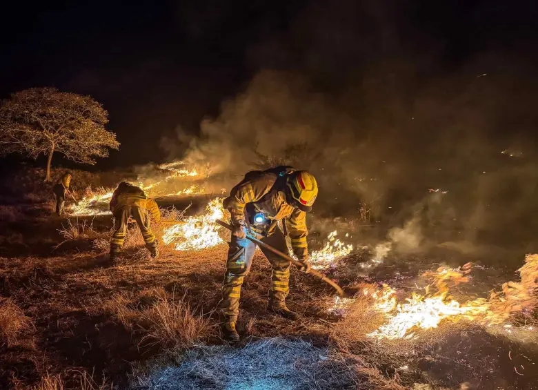 Incendios forestales en Suárez, Tolima. Foto: Bomberos Bogotá
