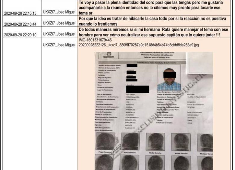 La red ilegal filtró la tarjeta decadactilar de la Registraduría de un coronel que investigaba al Clan. Foto: Cortesía. 