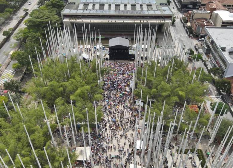 Así se vio la panorámica del evento del Día del Trabajo en Medellín. Foto: Cortesía