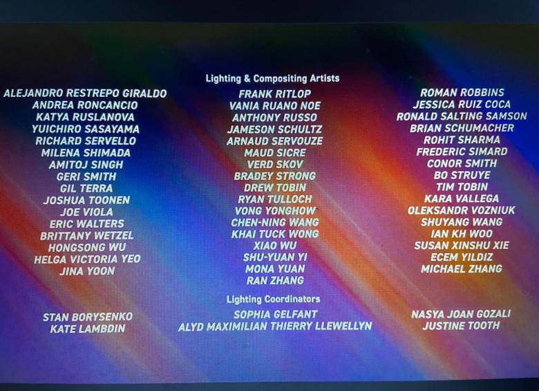 En los créditos finales de la película Across the spider-verse, Andrea figura como parte del equipo de Lighting & Compositing. FOTO Sony Pictures Imageworks