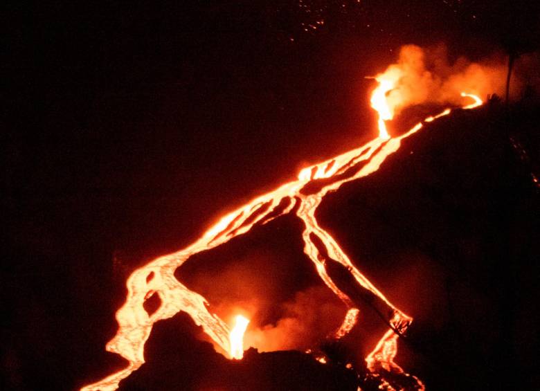 Los recientes derrames del volcán de La Palma. FOTO EFE