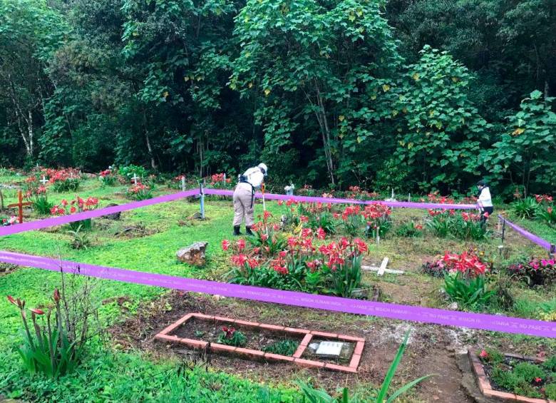 El hallazgo se presentó en el cementerio del municipio de San Juanito, Meta. FOTO TOMADA DE TWITTER @UBPDcolombia