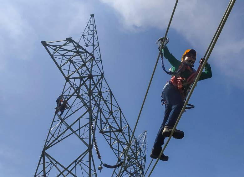 Las mujeres linieras ya están haciendo prácticas en alturas para conocer cómo se deben mover en las redes de energía a la hora de hacer algún trabajo. FOTO esneyder gutiérrez cardona