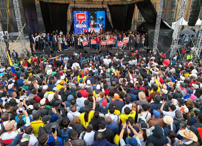 El presidente Gustavo Petro desde la Plaza de Bolívar en Bogotá. FOTO: Presidencia