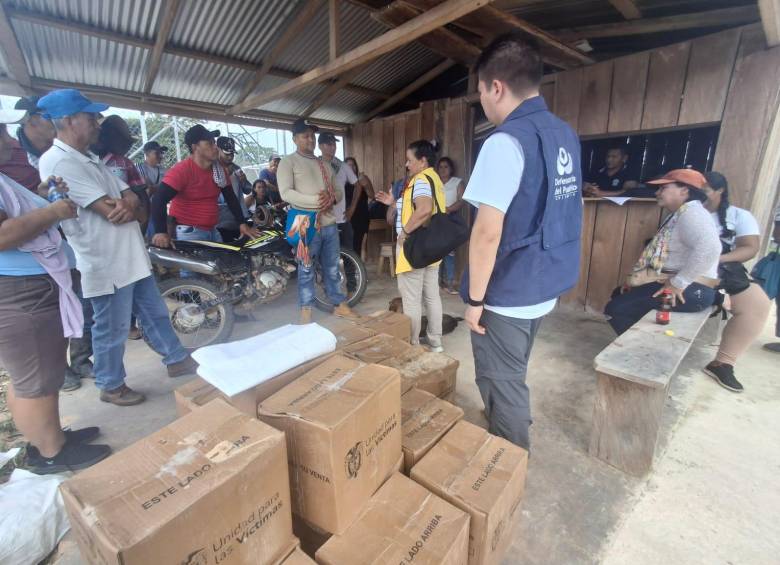 El despacho se focalizó en los habitantes de las veredas Dosquebradas, Caño Tigre y Puerto Nuevo, del municipio de Remedios. FOTO: Cortesía Unidad de Víctimas