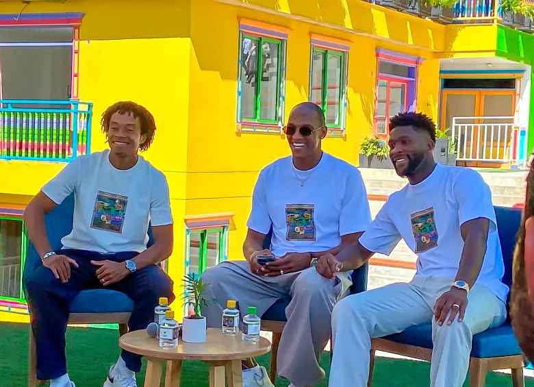 Juan Cuadrado, Yerry Mina y Jefferson Lerma en Guatapé. FOTO: Juan Andrés Jiménez Galvis