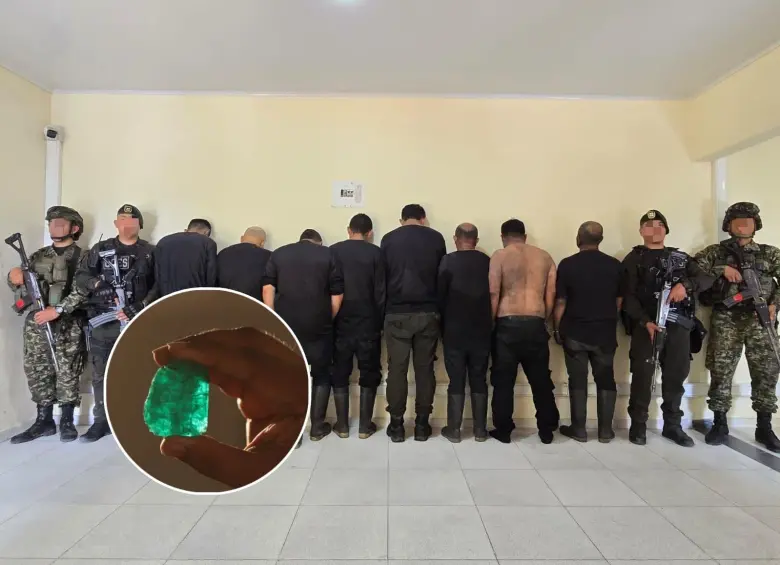 Varios integrantes del comando armado fueron capturados tras el asalto a la mina de esmeraldas en Maripí, Boyacá. FOTO: Ejército Nacional y Colprensa