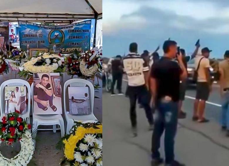A lo largo de la caravana fúnebre, con el ataúd donde iba el cuerpo de alias Bendito Menor, hombres hicieron disparos al aire con distintas armas de fuego. Fotos: redes