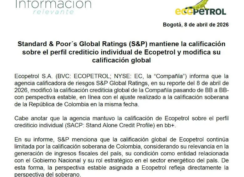Comunicado de Ecopetrol.