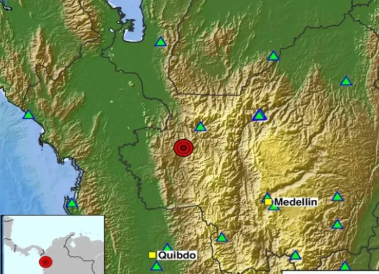 Temblor en Frontino, Antioquia. FOTO: SGC
