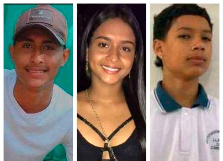 Las víctimas de este accidente, de izq. a der.: Germán Andrés Gamarra, de 19 años; Alba Maryi Betancur, de 15; Esneider Valencia Quiroz, 14. FOTOS: CORTESÍA
