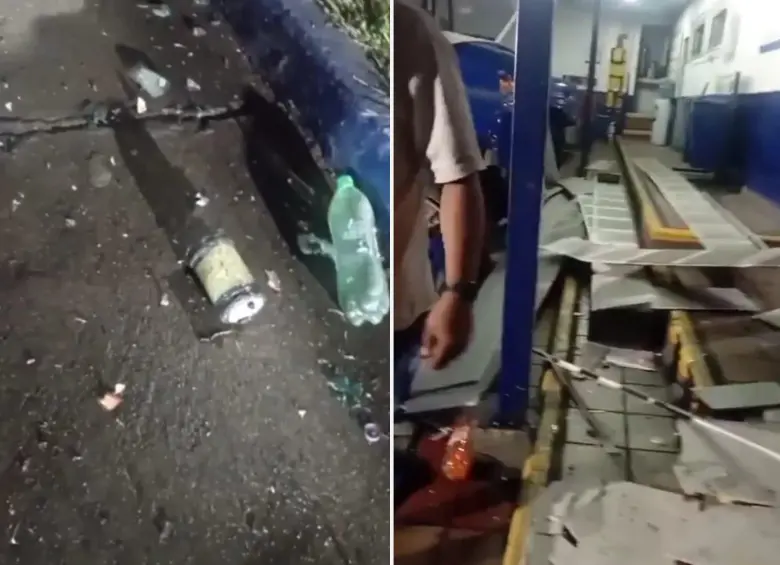Una planta de la empresa de bebidas Postobón fue atacada en Popayán, Cauca. FOTOS: Capturas de video 