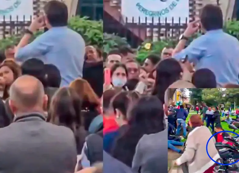 Miguel Uribe estaba dando un discurso y contestando las preguntas de los ciudadanos cuando le dispararon. Foto: video