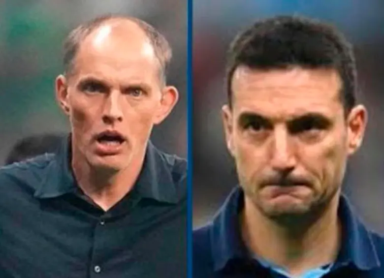 Los técnicos Thomas Tuchel y Lionel Scaloni son dos estilos diferentes que se miden en el Mundial de Norteamérica por el paso a la final. FOTO PANTALLAZO