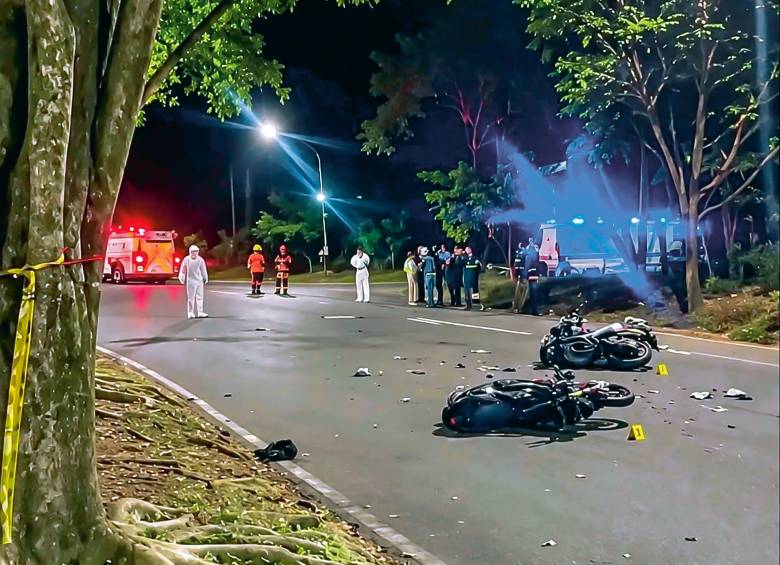 En una colisión de dos motos en el barrio Santa Mónica, de Medellín, ocurrió la muerte de Andrés Felipe Sepúlveda Jaramillo, de 27 años. FOTO CORTESÍA