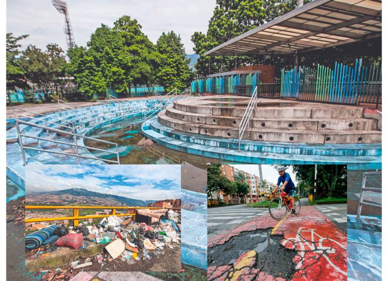 Estas son algunas de las postales de la ciudad: basueros, cclorrutas malas y escenarios deportivos deplorables. Foto: EL COLOMBIANO