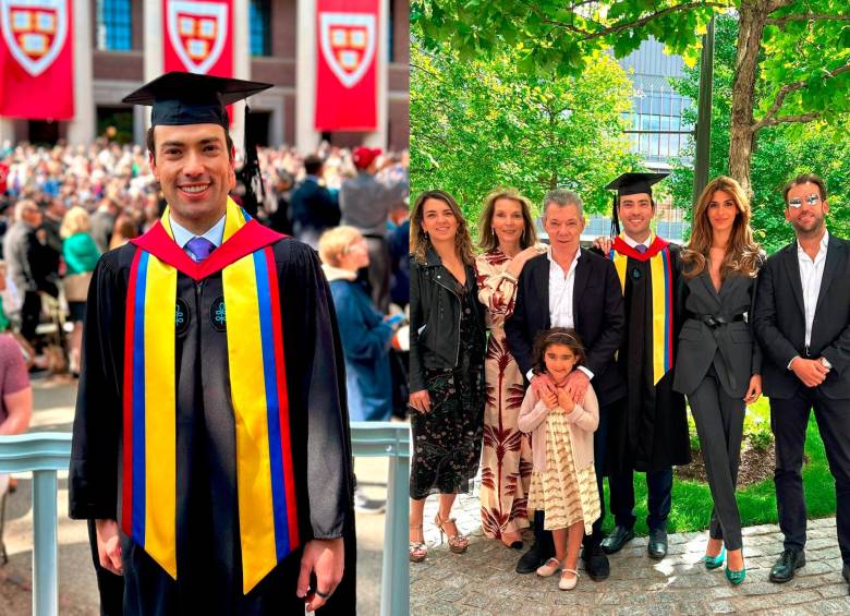 Hijo del expresidente Juan Manuel Santos se graduó de Harvard. Foto: Tomadas del Twitter @EstebanSantos10. 