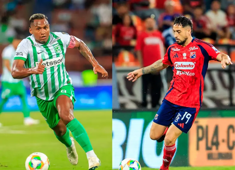 Alfredo Morelos (Nacional) y Francisco Fydriszewski (DIM), dos delanteros de alto vuelo para el clásico paisa. FOTO CAMILO SUÁREZ