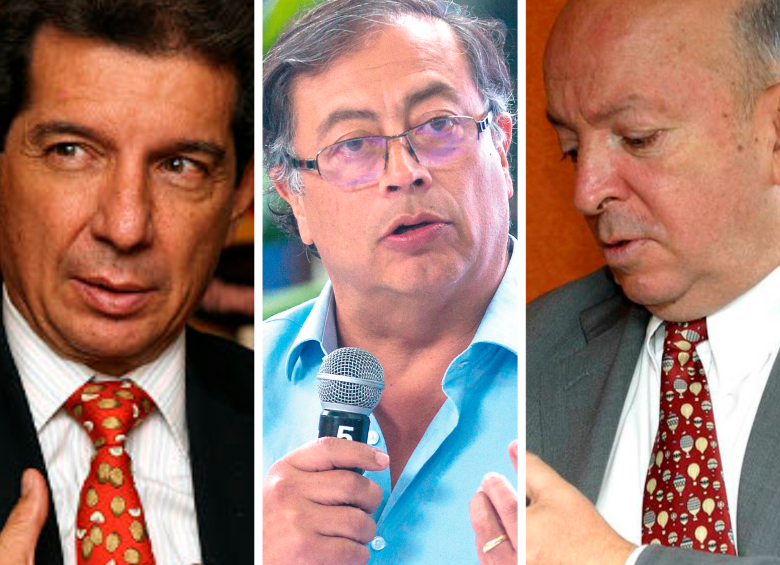 El presidente de Fedegán, José Félix Lafaurie; el jefe de Estado, Gustavo Petro y el jefe negociador del ELN, Otty Patiño. FOTOS: COLPRENSA