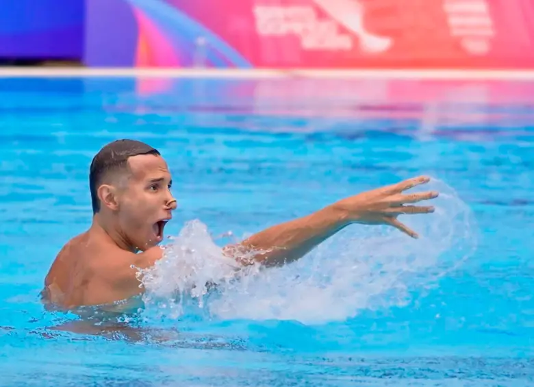 El colombiano Gustavo Sánchez, próximo a cumplir 26 años de edad, durante su rutina en Juego Centroamericanos en Santo Domingo. FOTO CORTESÍA FECNA 