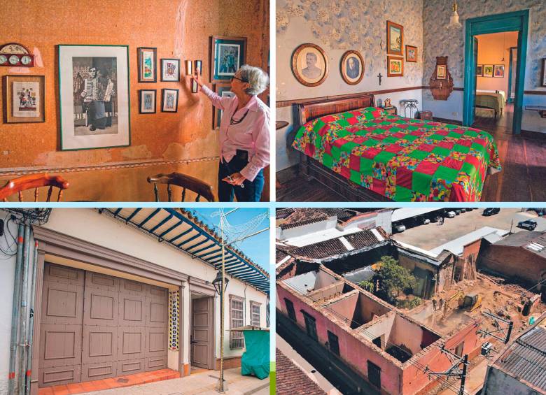 Arriba, imágenes del interior de Casa Amelia. Abajo, dos casonas que se han convertido en parqueaderos públicos. FOTOS Carlos Velásquez 