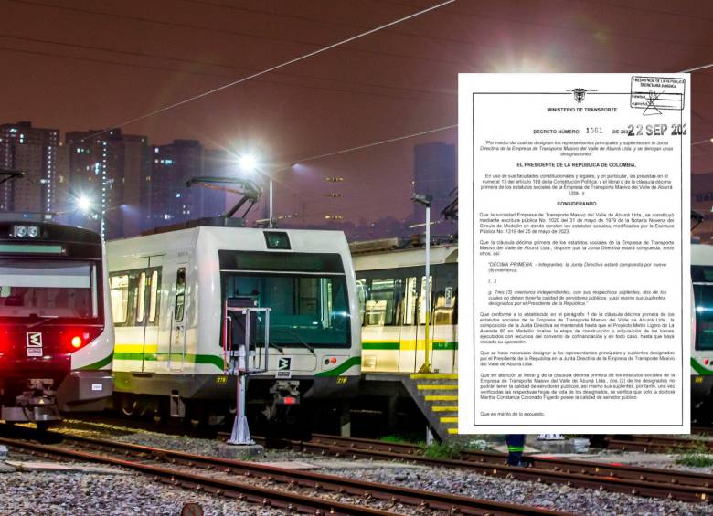 La Presidencia de la República expidió un decreto en el que cambió los cinco representantes que tiene en la junta directiva del Metro de Medellín. FOTO. EL COLOMBIANO