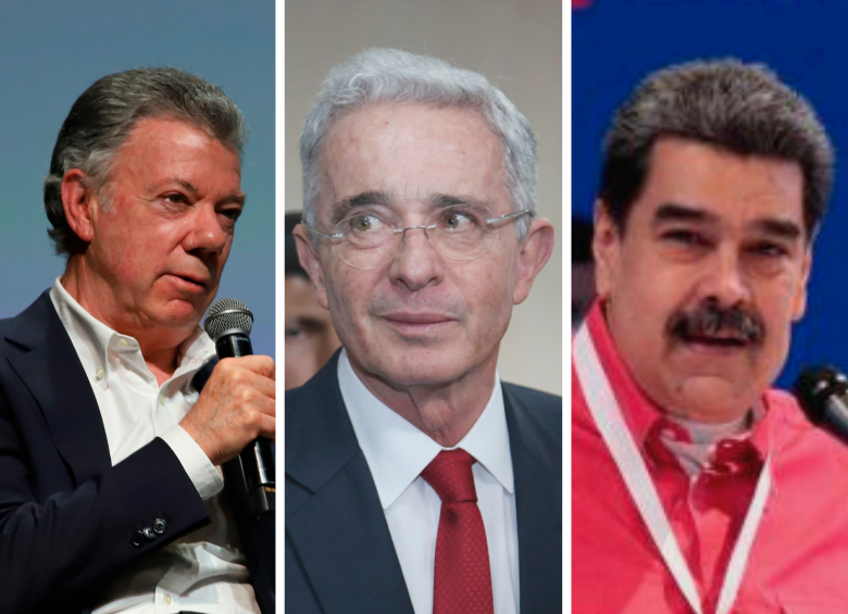 Álvaro Uribe Vélez, Juan Manuel Santos y Nicolás Maduro. FOTOS: COLPRENSA Y EFE