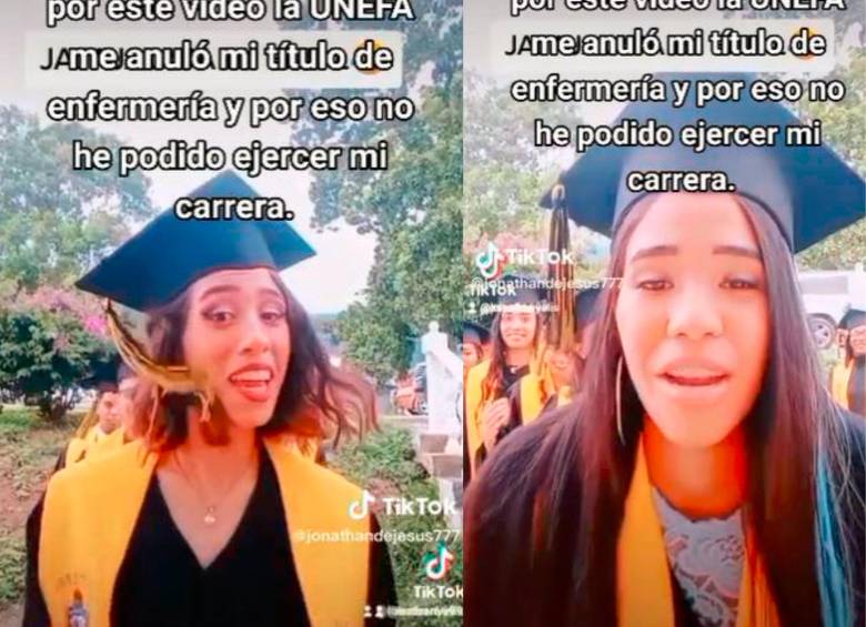 A la fecha, la universidad no ha querido regresarles sus títulos académicos. Foto: Pantallazo video Tik Tok. 