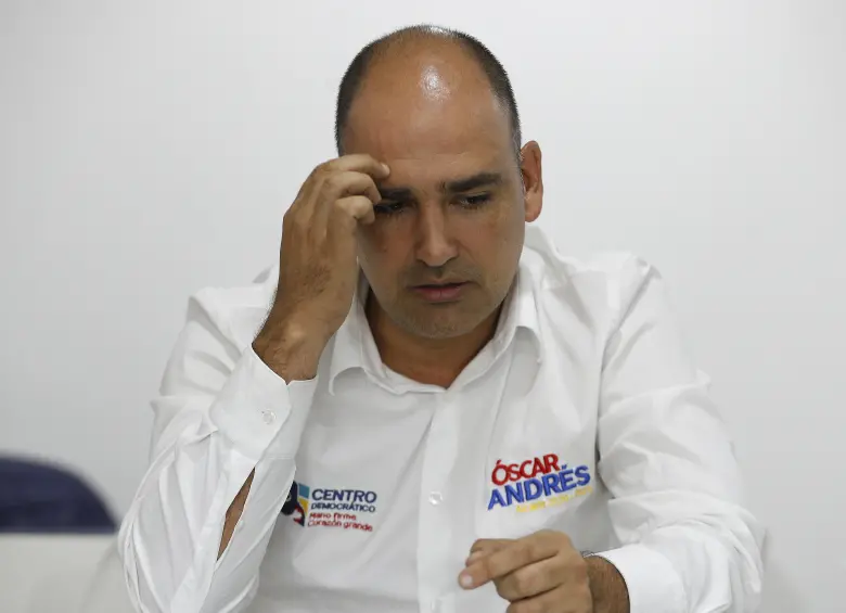 Óscar Andrés Pérez, exalcalde de Bello condenado por los delitos de contrato sin cumplimiento de los requisitos legales y peculado por apropiación. Imagen tomada durante una entrevista realizada en 2019. FOTO: Manuel Saldarriaga Quintero