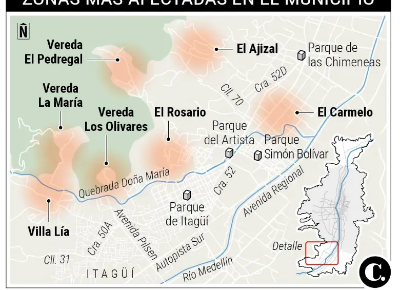En solo dos horas cayó sobre Itagüí la mitad del agua proyectada para todo mayo
