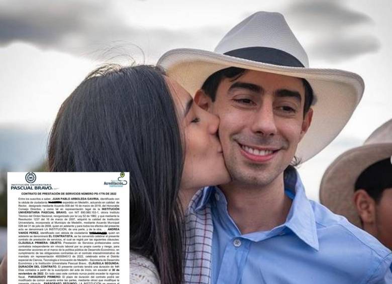 Andrea Vahos Pérez junto al candidato Juan Carlos Upegui. FOTO: imagen tomada de la cuenta pública de Instagram de Andrea Vahos.