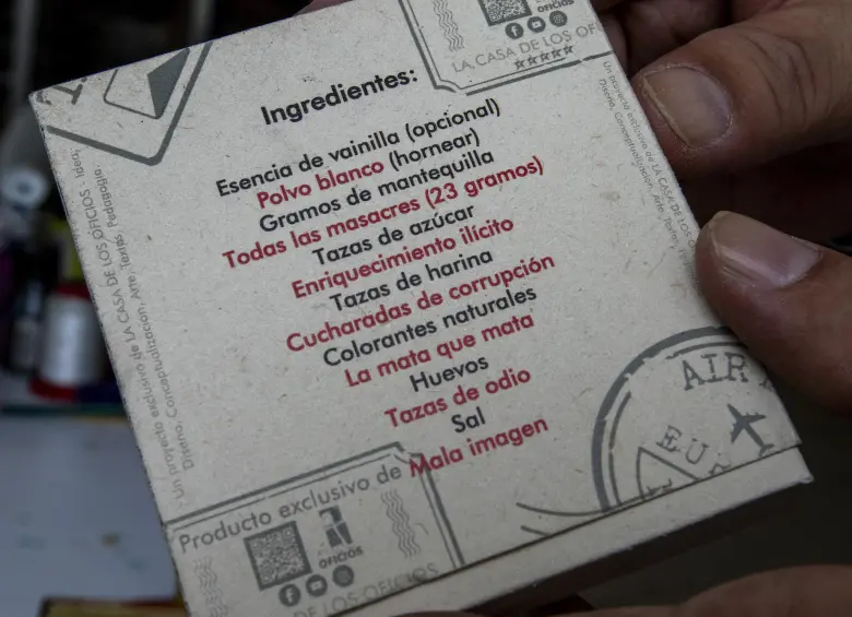 Los ingredientes con los que se forma el Pablo Escobar “comestible” que propone el artista. Foto: Julio César Herrera Echeverri.