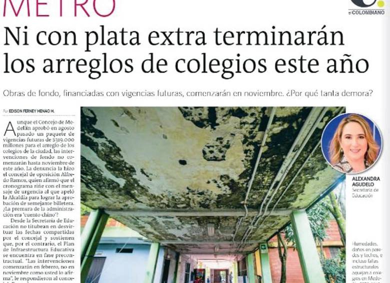 El 3 de enero pasado publicamos esta nota que se titulaba: Ni con plata extra la Alcaldía se afana para arreglar los colegios. Decíamos que las obras de fondo apenas iniciaban en noviembre. Y preguntamos ese día: ¿Por qué tanta demora?