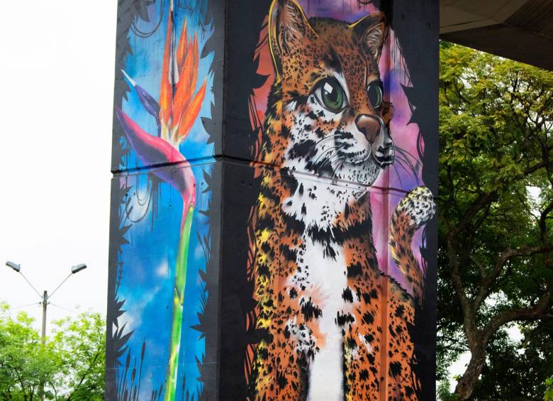 La fauna y la flora del Aburrá también está plasmada en los murales. FOTO: Cortesía Metro de Medellín.