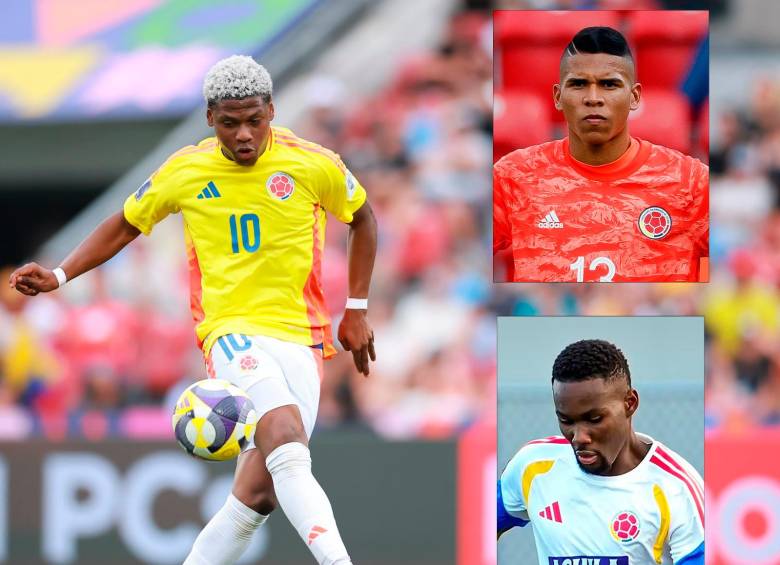 Óscar Perea, Kevin Mier y Roger Caicedo, jugadores jóvenes de la Selección Colombia. FOTO CORTESIA FCF