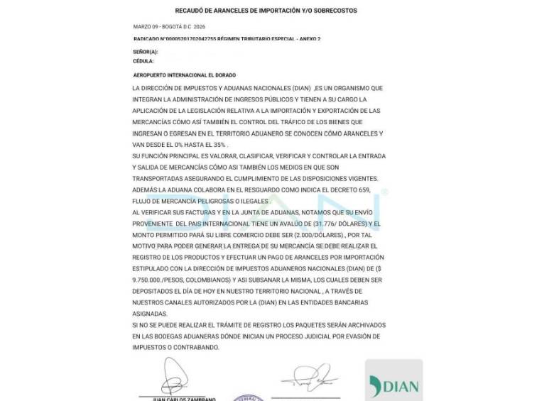 Información falsa reportada por la Dian.