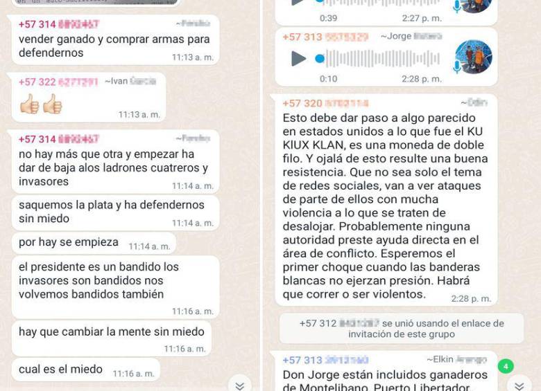 Chats de “grupos solidarios” de ganaderos de Córdoba. El País, España