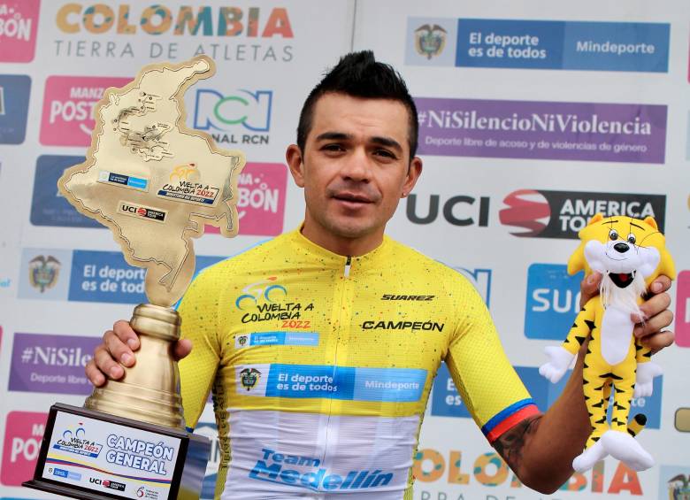 Fabio Duarte, campeón de la Vuelta a Colombia. A su capacidad en el terreno de ascenso le sumó potencia en la contrarreloj para ratificar su triunfo. FOTO cortesía Diego giraldo-inder medellín