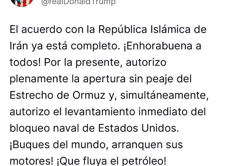 Trump en su red Truth Social. Foto: Captura de pantalla