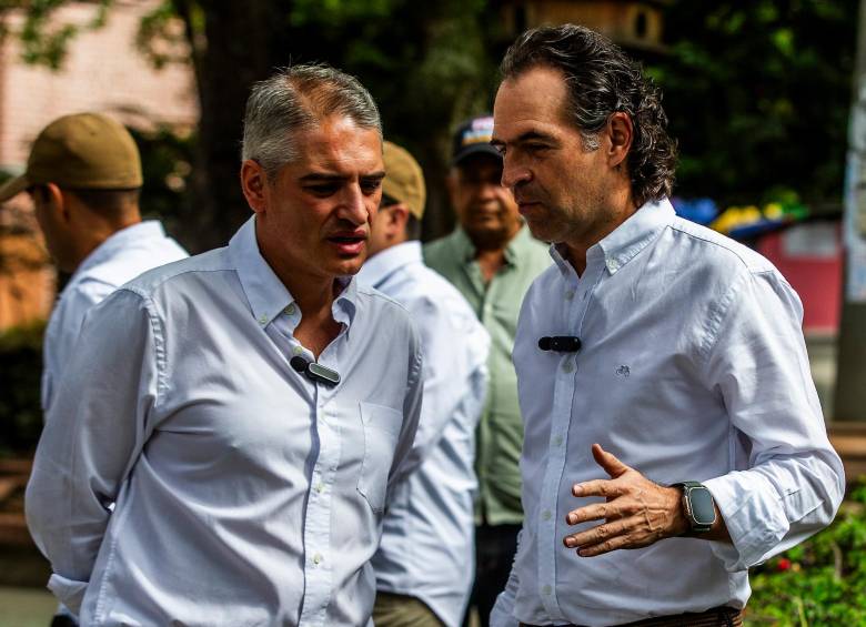 De izquierda a derecha, Andrés Julián Rendón, gobernador electo de Antioquia, y Federico Gutiérrez, alcalde electo de Medellín. FOTO: JULIO CÉSAR HERRERA ECHEVERRI.