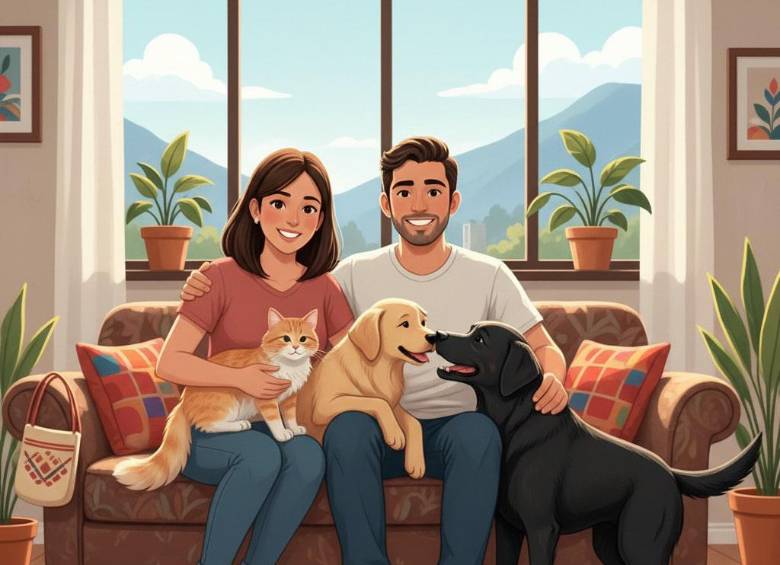 Dos de cada tres hogares colombianos tienen mascota. FOTO: Generada con IA.