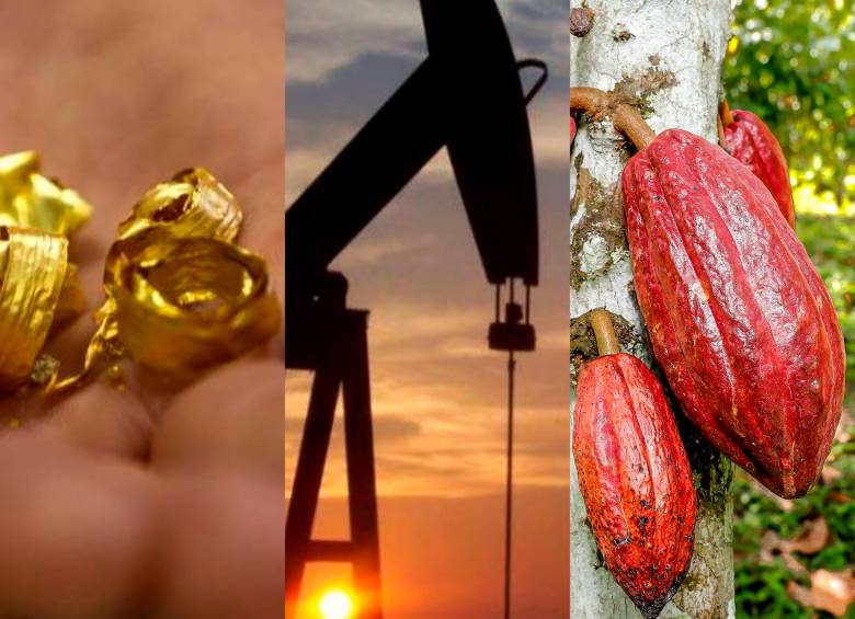 El oro, el barril de petróleo y el cacao cuentan con buenos precios en el mercado actualmente. FOTO: AFP y El Colombiano